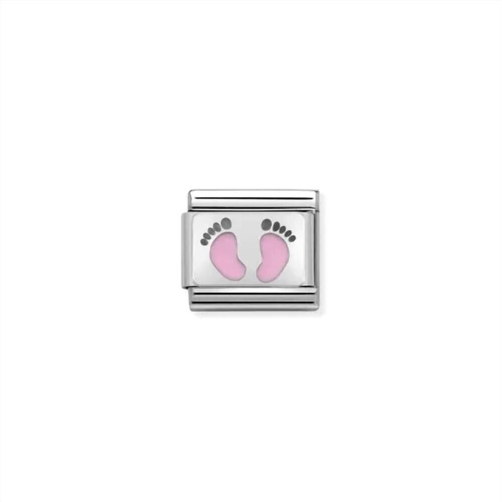 NEW NOMINATION unisex baby links bracelet in pink footprint